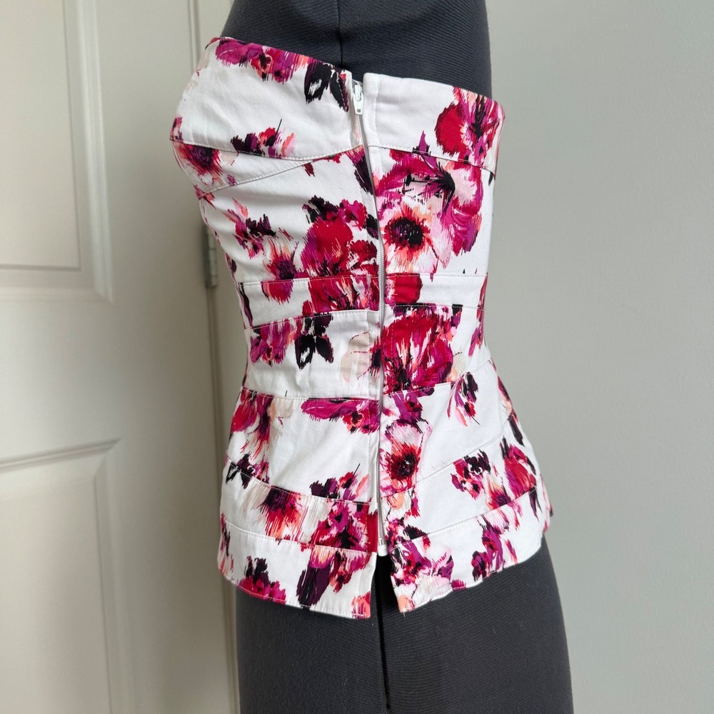 Vintage Y2K White House Black Market Floral Print Strapless Top Size 2 - Picture 4 of 7